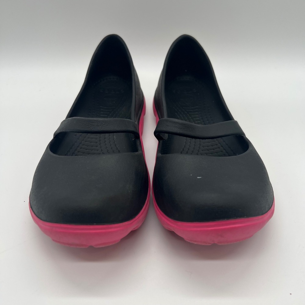 Crocs Duet Busy Day Mary Jane Flats Black Pink Womens Size 10 Comfort Shoes
